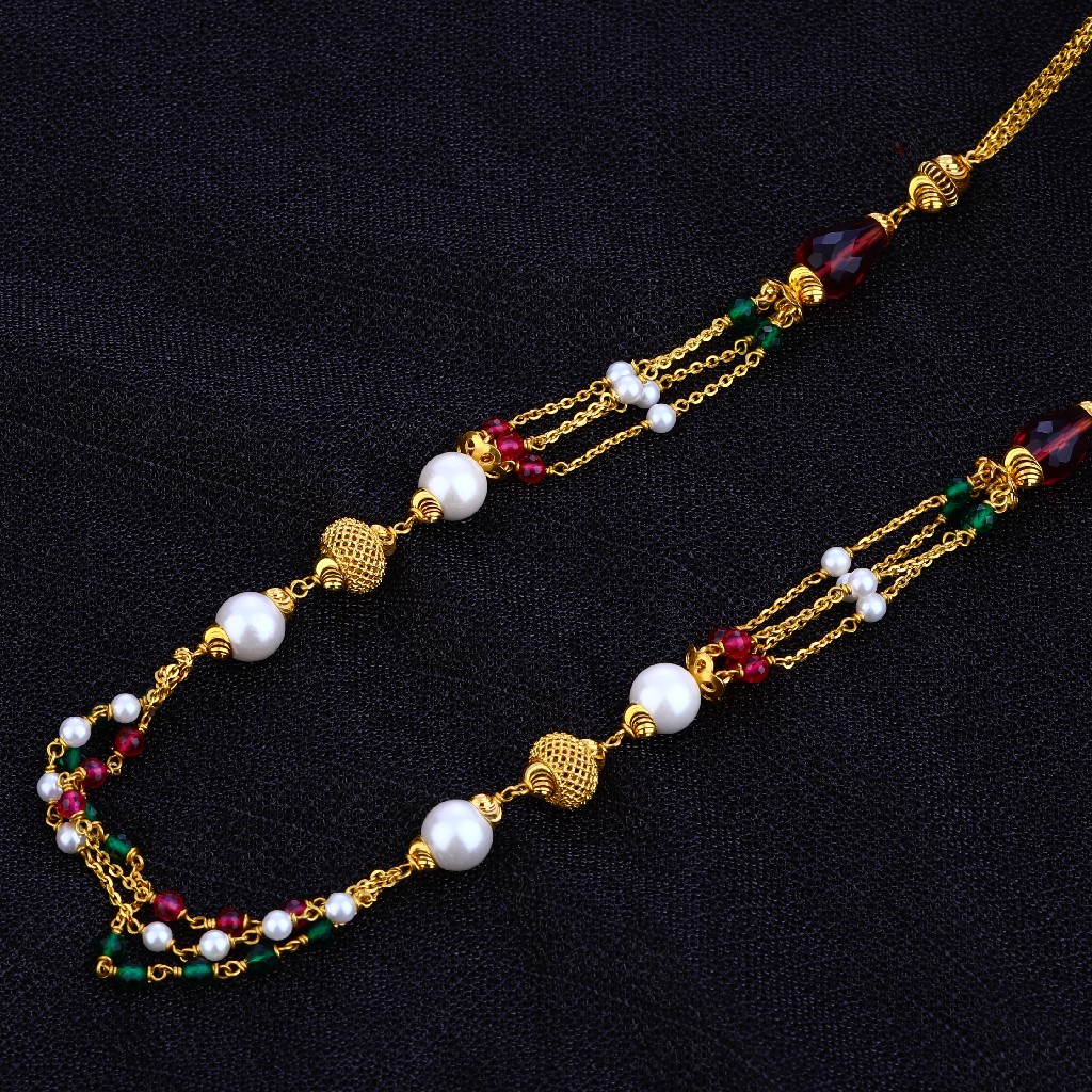 22K Ladies Wear Delicate Moti Gold Mala-AC97