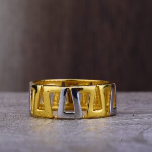 Ladies 22K Gold Band Rodium Ring -LPR85