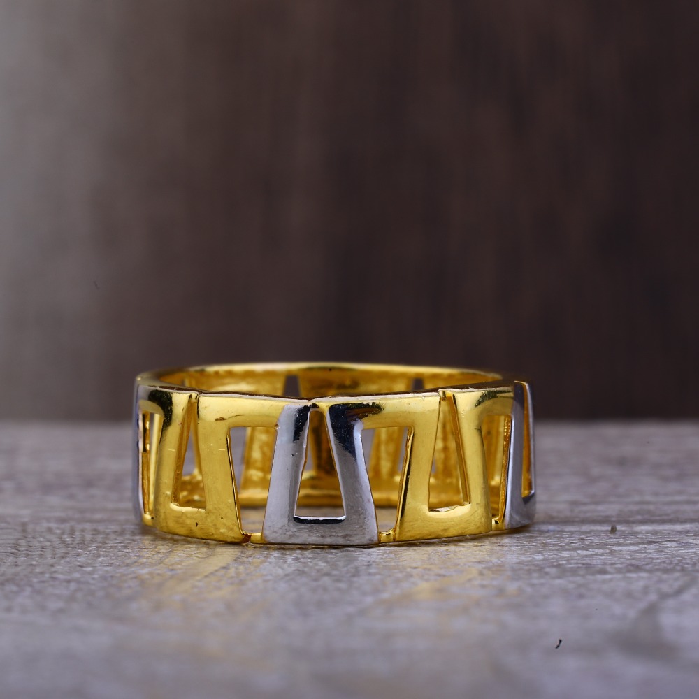 Ladies 22K Gold Band Rodium Ring -LPR85
