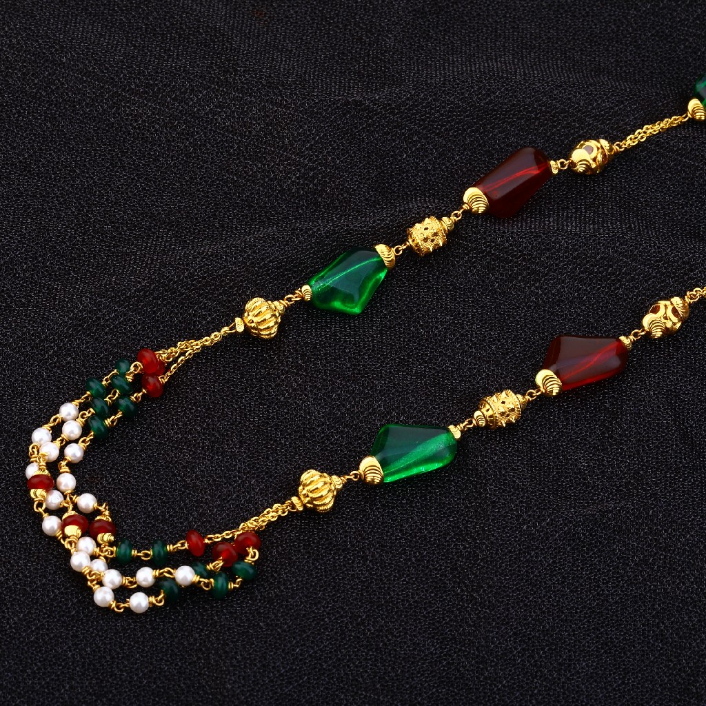 Ladies 916 Gold Moti Fancy Mala-AC163