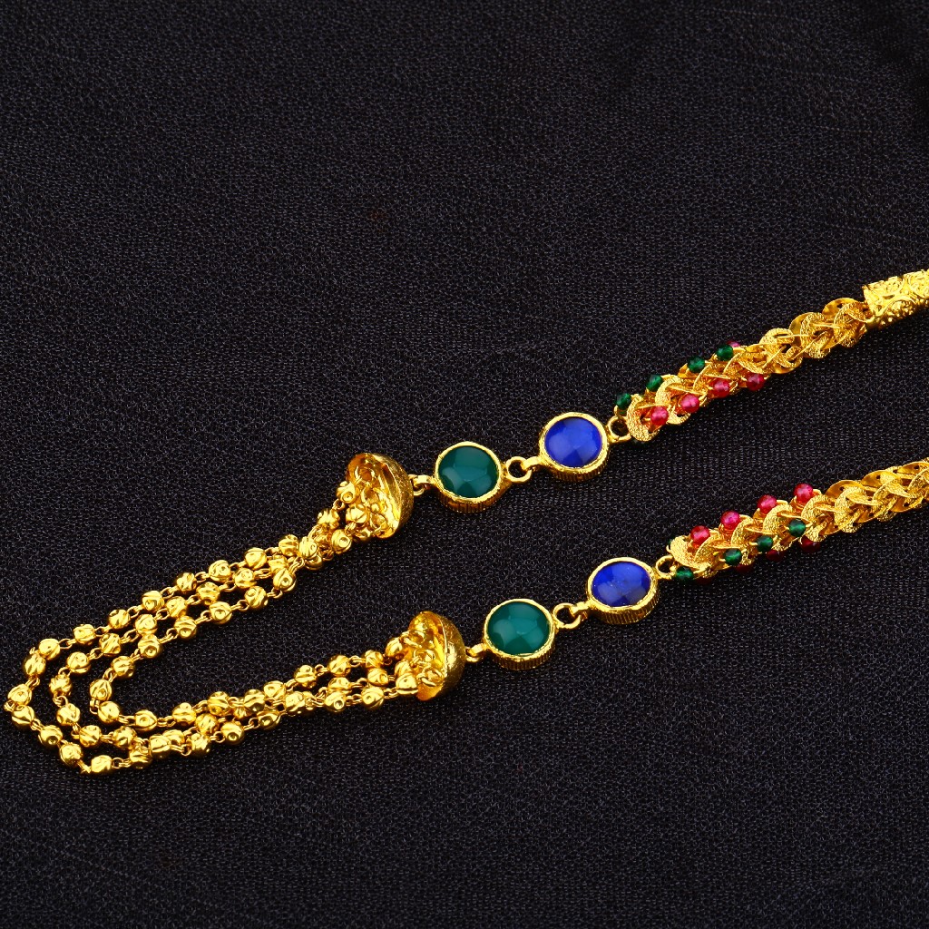 Ladies 22K Designer Antique Gold Mala-AC162