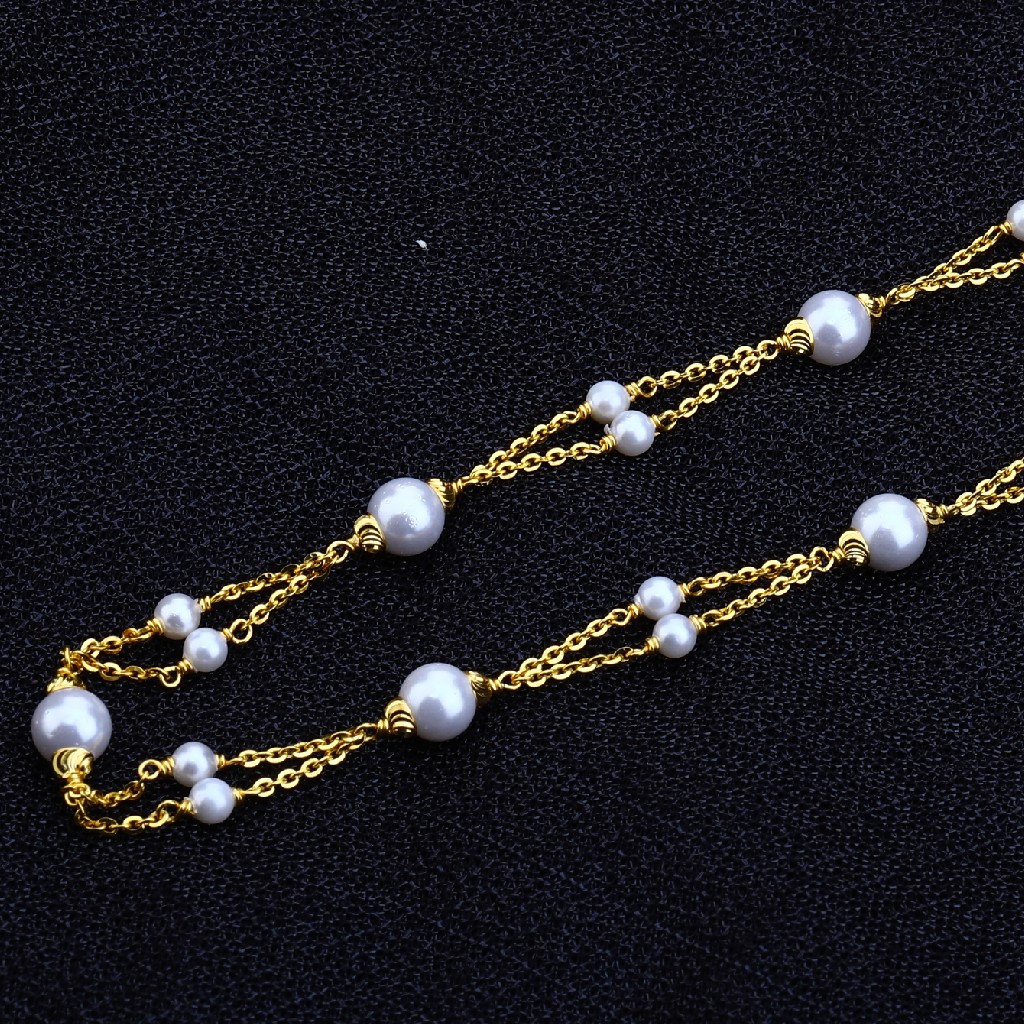 Ladies 916 Gold White Moti Delicate Mala-AC142 - Image 3
