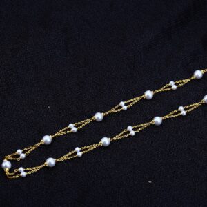Ladies 916 Gold White Moti Delicate Mala-AC142