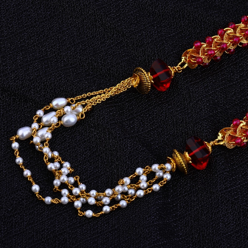 Ladies Moti Gold 22K Antique ChainMala-AC86 - Image 3
