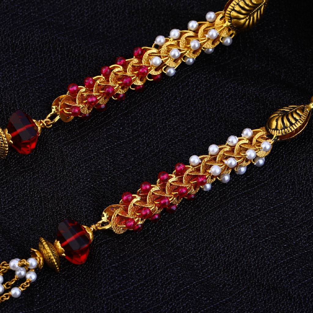 Ladies Moti Gold 22K Antique ChainMala-AC86 - Image 2