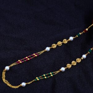 Ladies 916 Gold Designer Moti Chain Mala-AC83