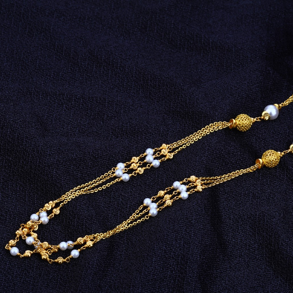 22K Gold Ladies Chain Moti Mala-AC82