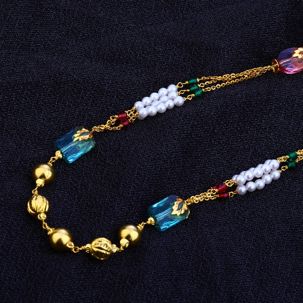 Ladies 916 Gold Fancy Moti Chain Mala-AC81 - Image 3