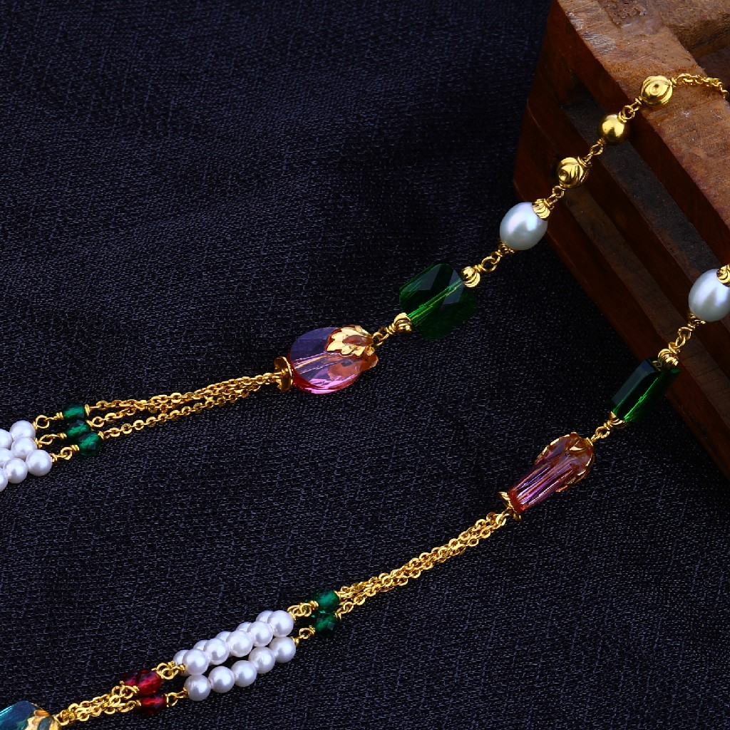 Ladies 916 Gold Fancy Moti Chain Mala-AC81 - Image 2