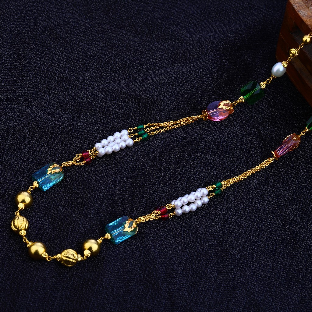 Ladies 916 Gold Fancy Moti Chain Mala-AC81
