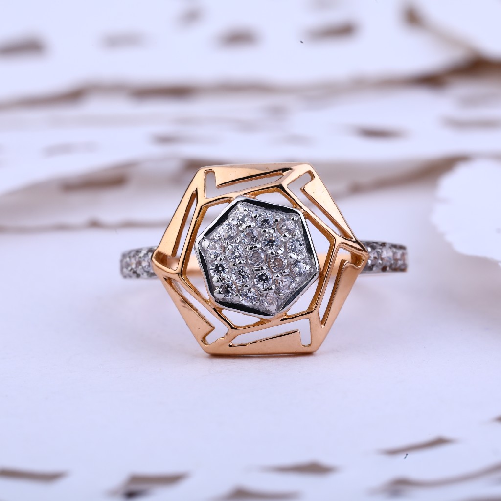 Ladies Rose Gold 18K Cz Ring-RLR420 - Image 2