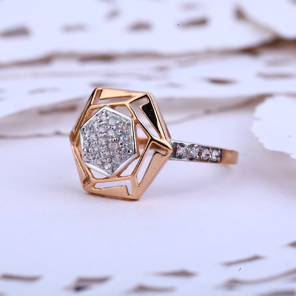 Ladies Rose Gold 18K Cz Ring-RLR420