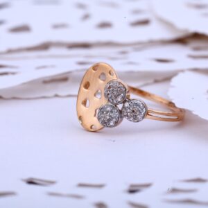 Ladies 18K Rose Gold Fancy Cz Ring-RLR416