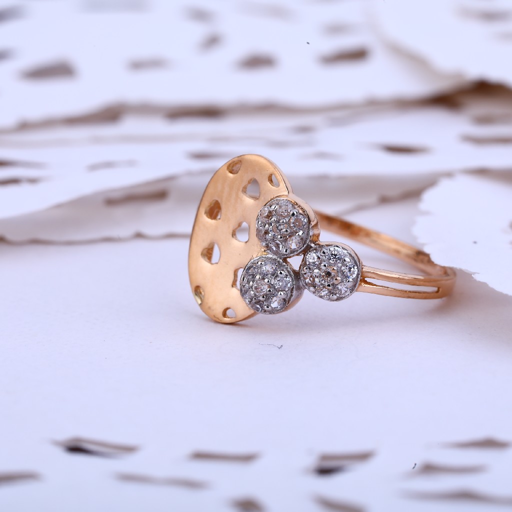 Ladies 18K Rose Gold Fancy Cz Ring-RLR416