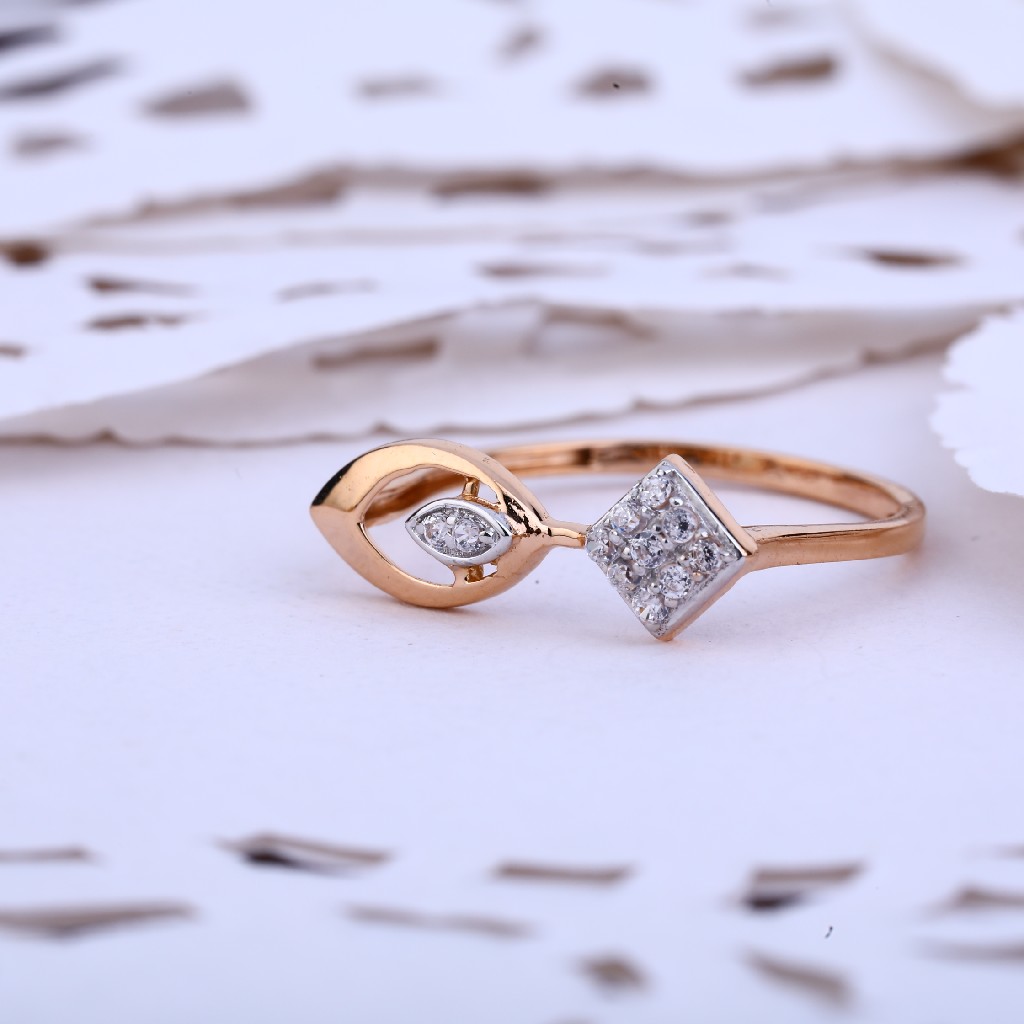 Ladies Delicate 18K Rose Gold Cz Ring-RLR415