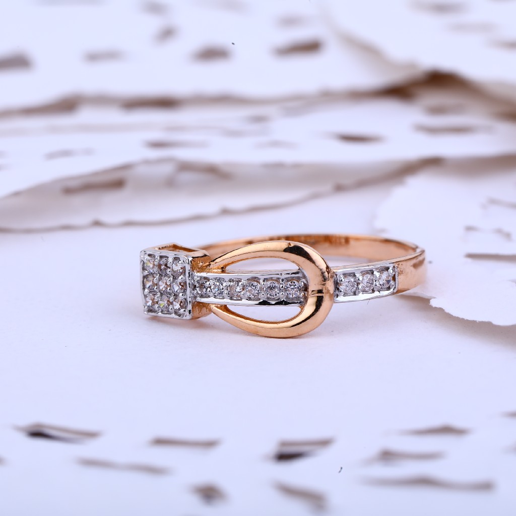 Ladies Rose Gold Fancy Cz Delicate Ring-RLR410