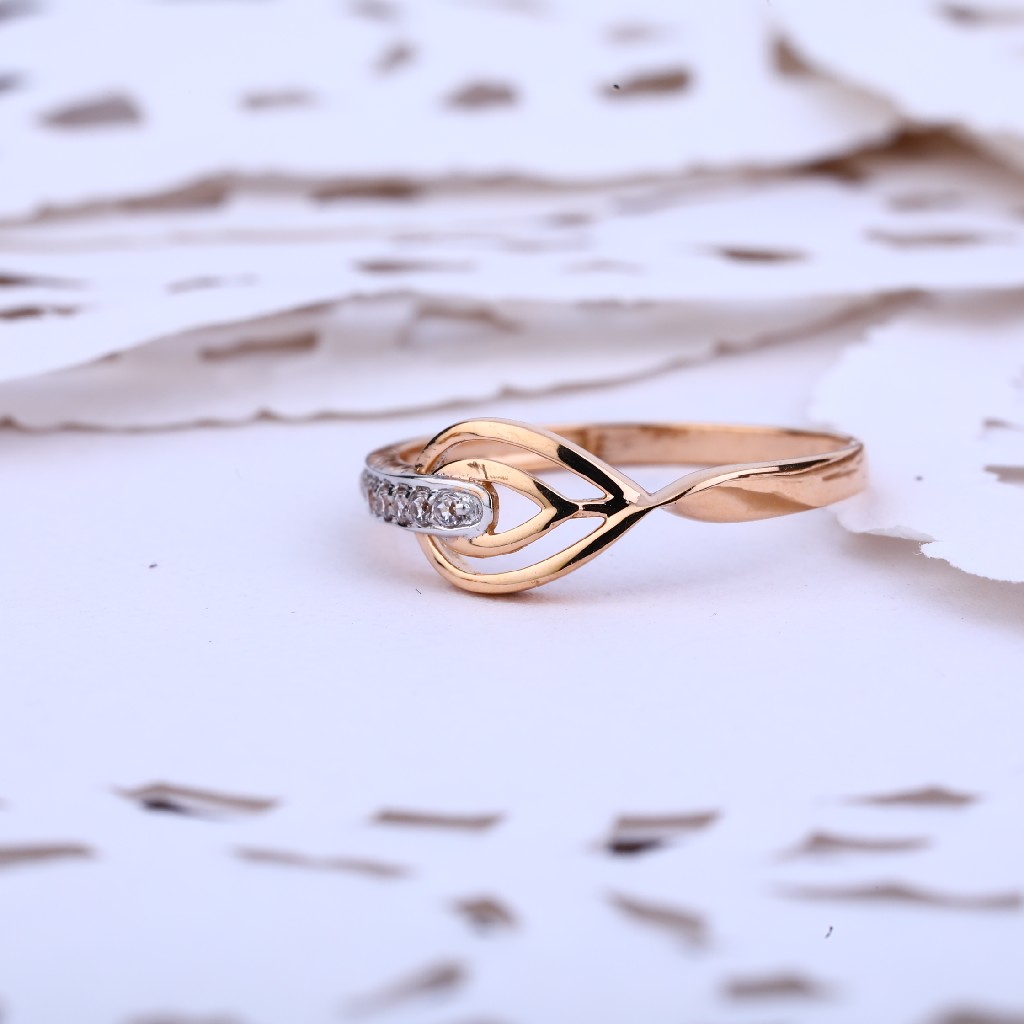 Ladies Rose Gold 18K Fancy Cz Ring-RLR407