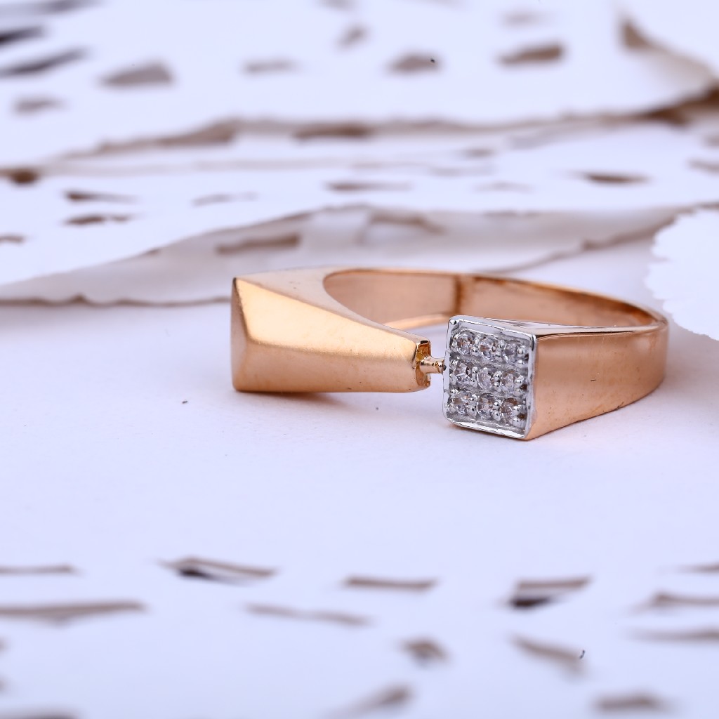 Ladies 18K Rose Gold Fancy Cz Ring-RLR406
