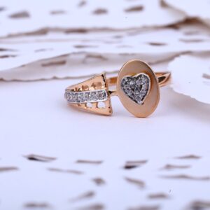 Ladies 18K Delicate Rose Gold Cz Ring-RLR404
