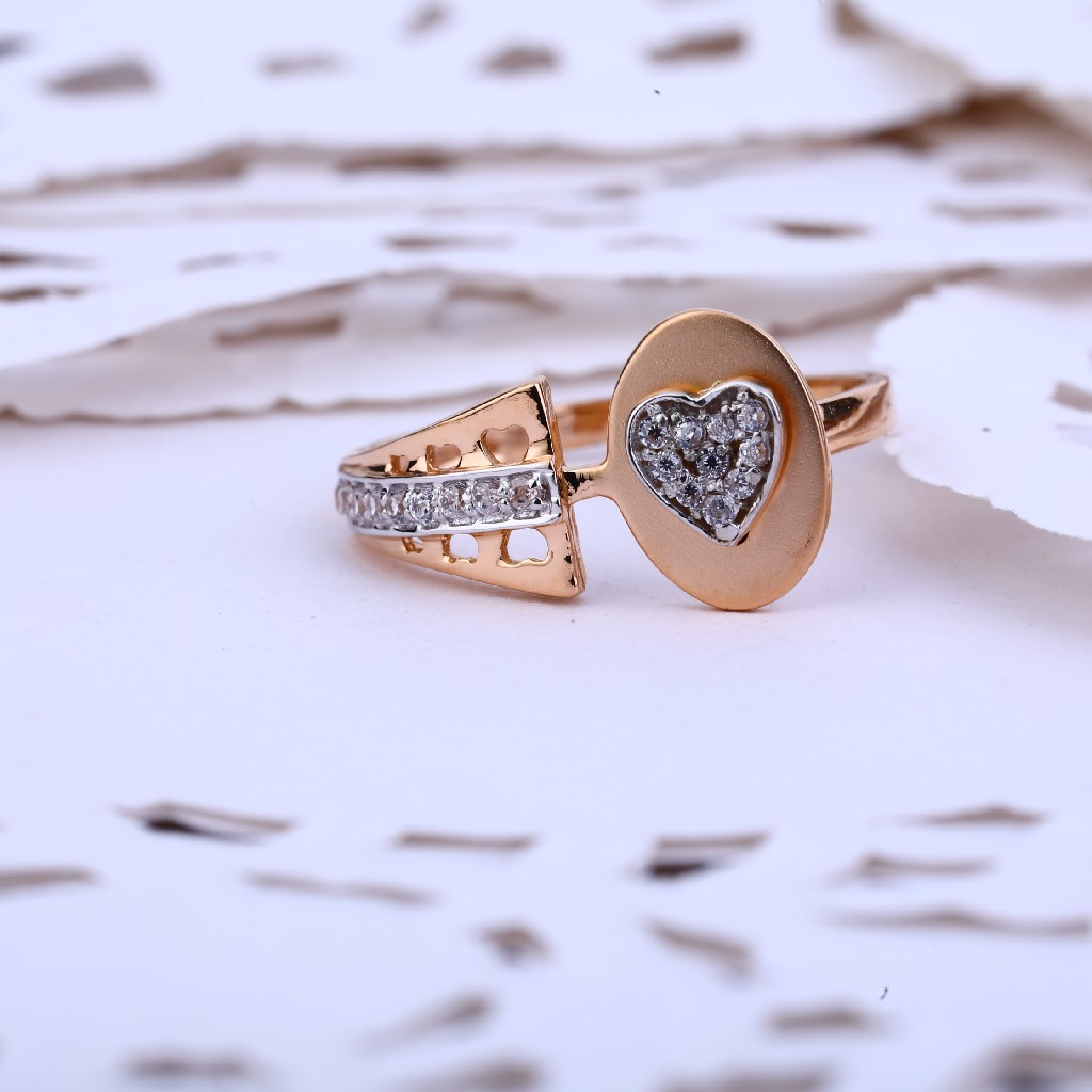 Ladies 18K Delicate Rose Gold Cz Ring-RLR404