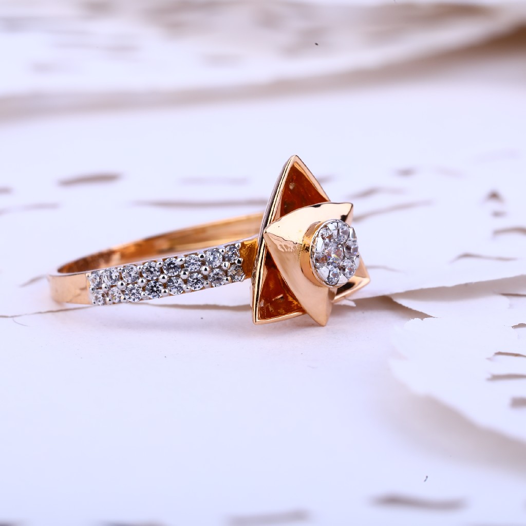 Ladies 18K Rose Gold Cz Ring-RLR392 - Image 3