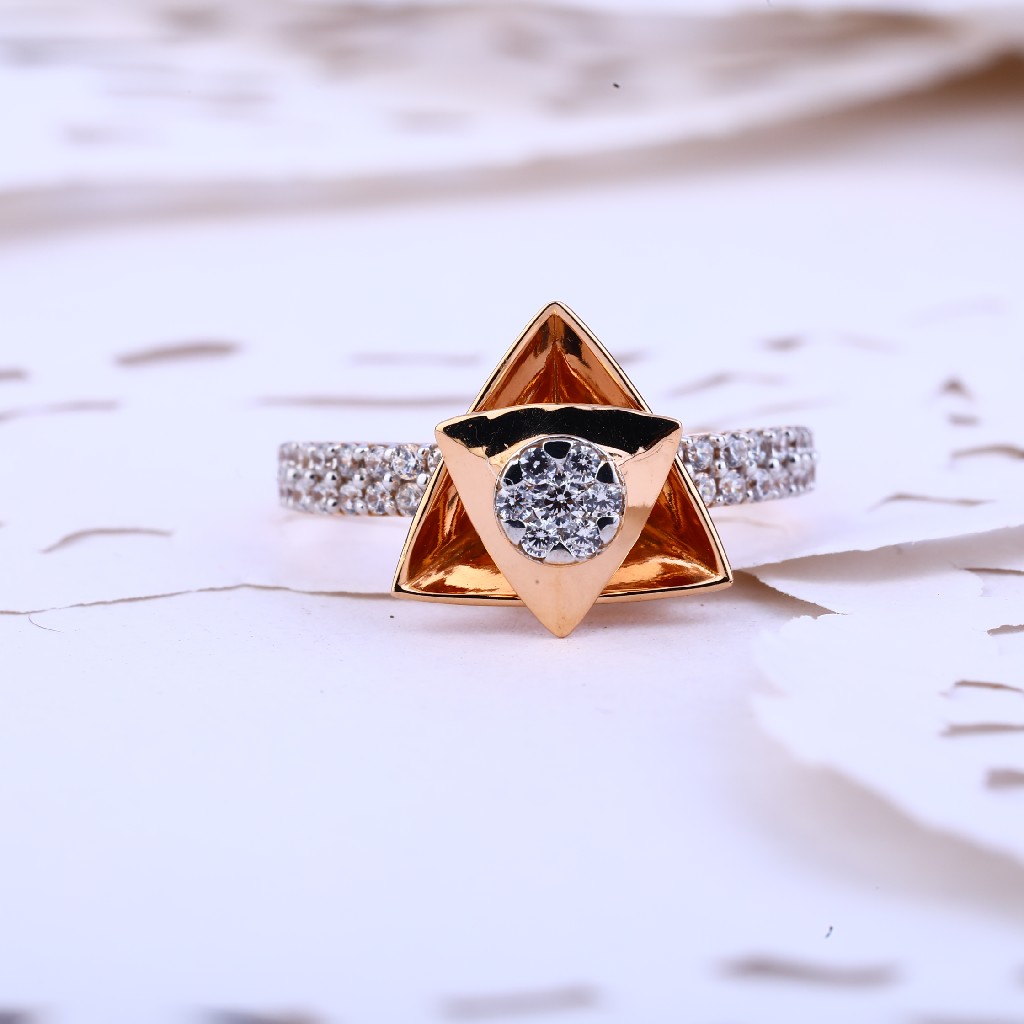 Ladies 18K Rose Gold Cz Ring-RLR392 - Image 2