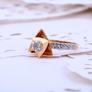 Ladies 18K Rose Gold Cz Ring-RLR392