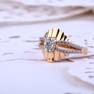 Ladies Rose Gold 18K Fancy Cz Ring-RLR391