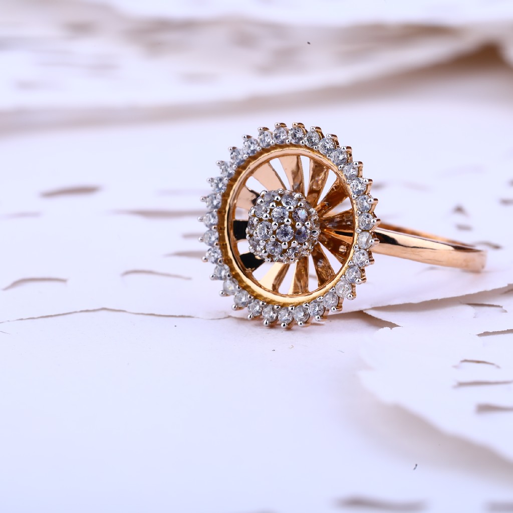 Ladies Rose Gold Cz 18K Ring-RLR390