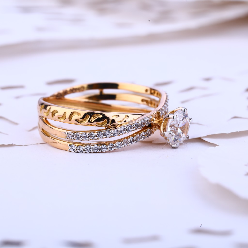 Ladies Rose Gold Fancy Cz 18K Ring-RLR387 - Image 3