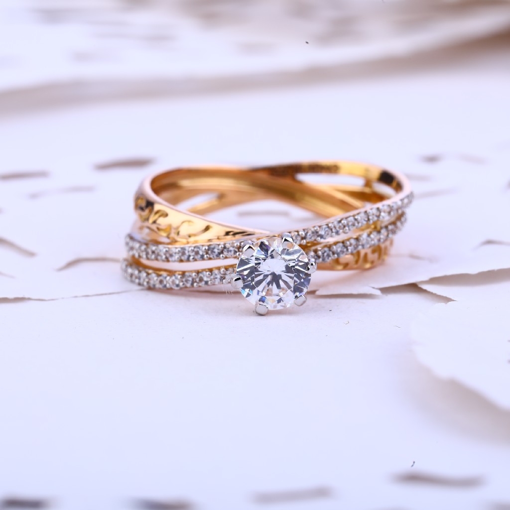 Ladies Rose Gold Fancy Cz 18K Ring-RLR387 - Image 2