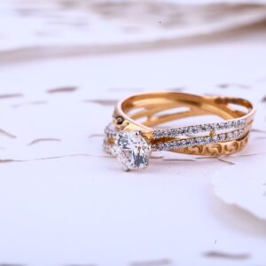 Ladies Rose Gold Fancy Cz 18K Ring-RLR387