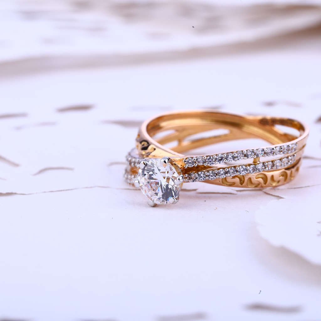 Ladies Rose Gold Fancy Cz 18K Ring-RLR387