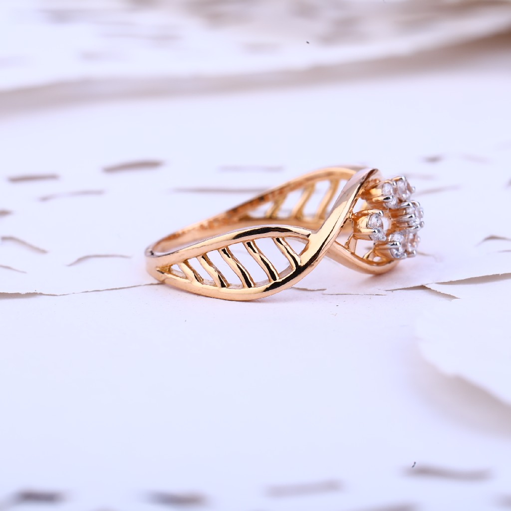 Ladies Rose Gold Designer Delicate 18K Ring-RLR384 - Image 3