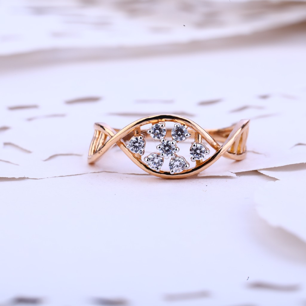 Ladies Rose Gold Designer Delicate 18K Ring-RLR384 - Image 2