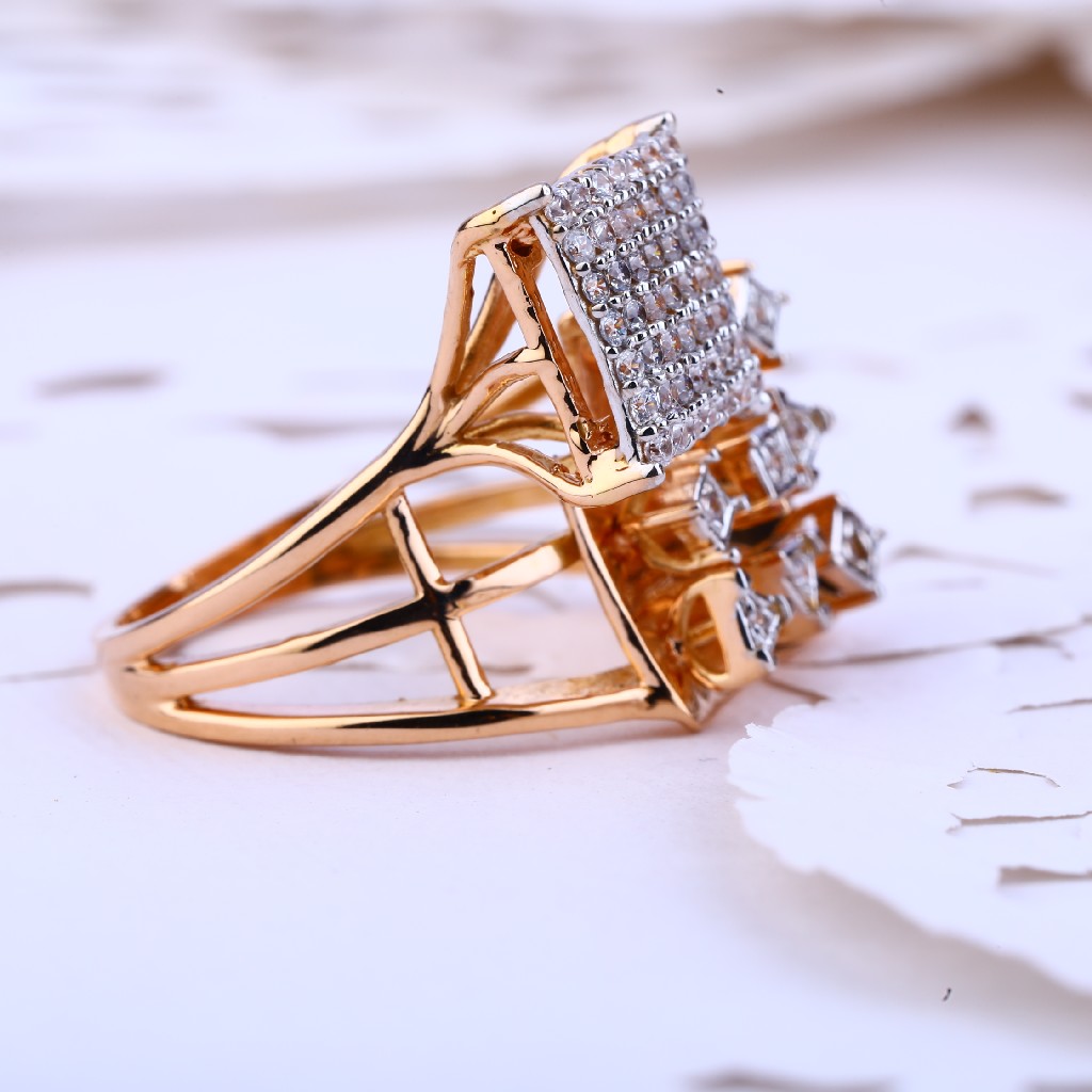 Rose Gold Ladies 18K Cz Ring-RLR382 - Image 2