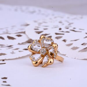 Ladies Rose Gold 18K Designer Ring-RLR365