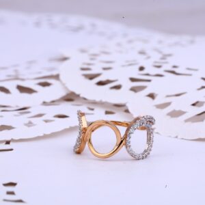 Ladies Rose Gold 18K Cz Fancy Ring-RLR363