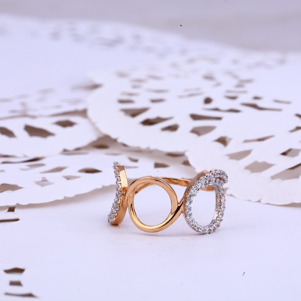Ladies Rose Gold 18K Cz Fancy Ring-RLR363