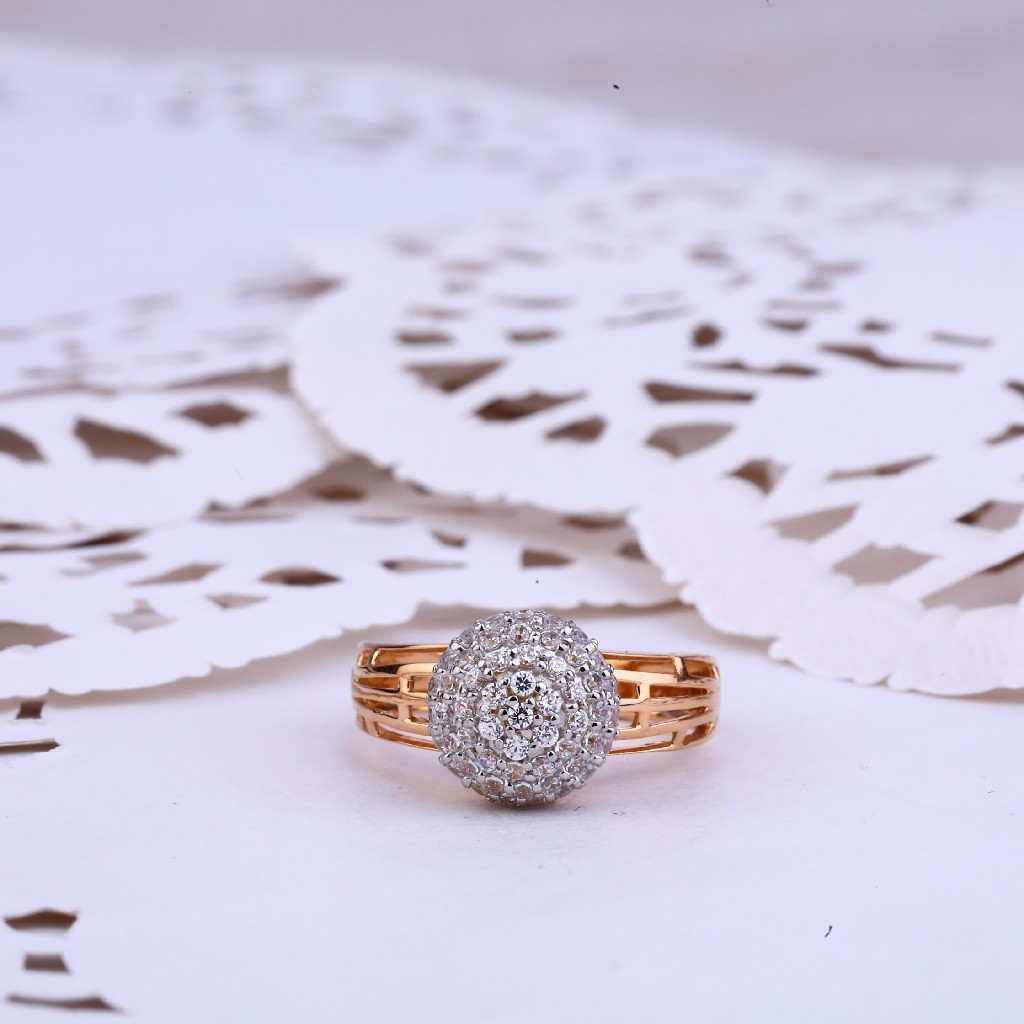 Ladies Rose Gold 18K Cz Ring-RLR362 - Image 2
