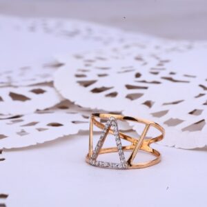 Ladies 18K Fancy Rose Gold Cz Ring-RLR360