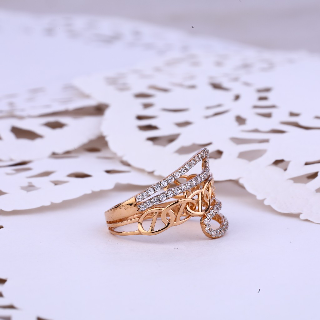 Rose Gold 18K Designer Ladies Cz Ring-RLR356 - Image 5
