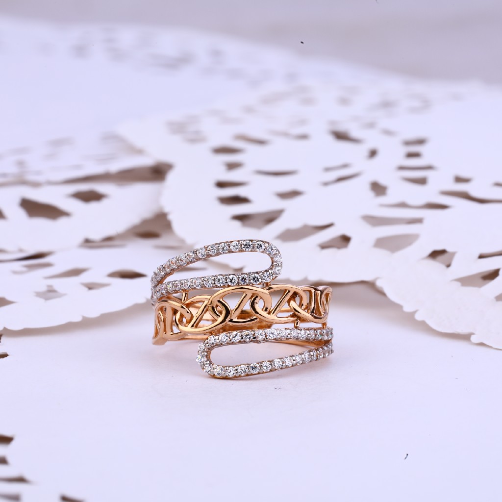 Rose Gold 18K Designer Ladies Cz Ring-RLR356 - Image 4