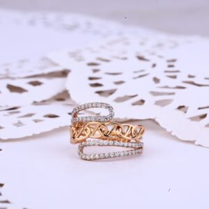 Rose Gold 18K Designer Ladies Cz Ring-RLR356