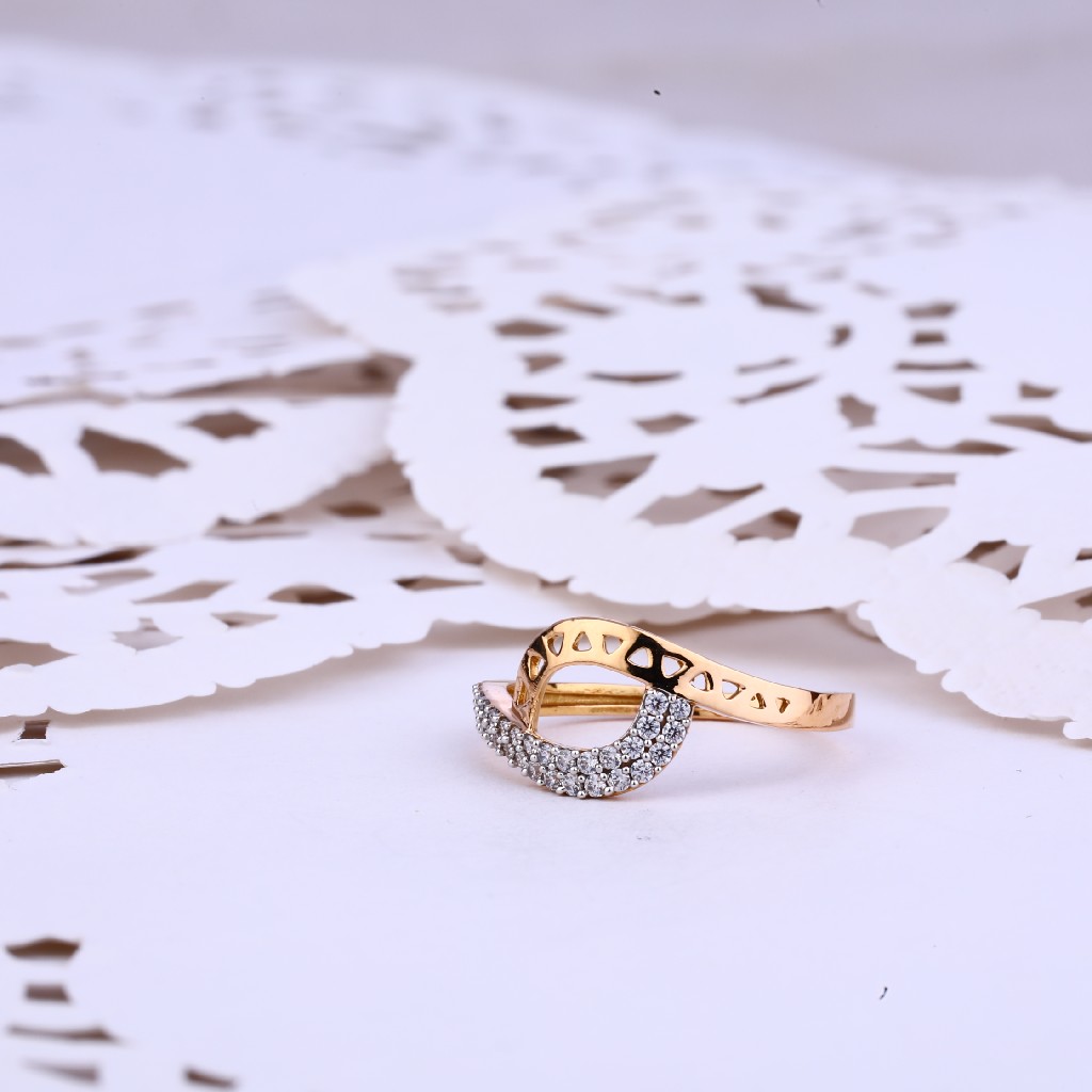 Ladies 18K Rose Gold Cz Fancy Ring-RLR350