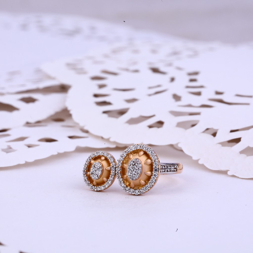Ladies Rose Gold Fancy 18K Delicate Ring-RLR346