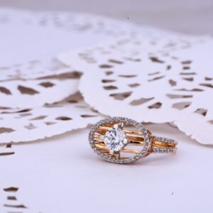Ladies Rose Gold Cz Solitaire Ring-RLR344