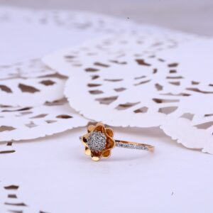 Ladies Flower Design Rose Gold 18K Ring-RLR343
