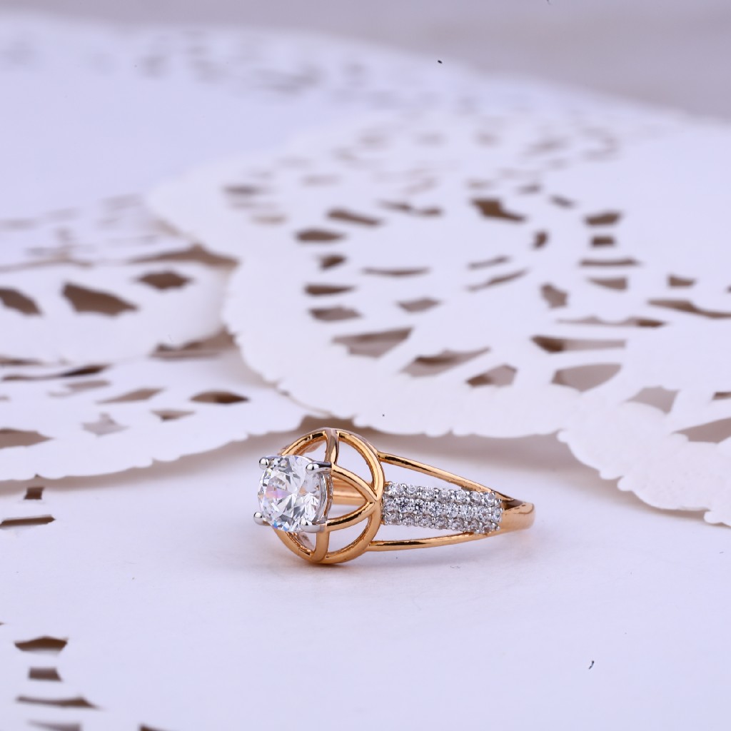 Rose Gold Solitaire Engagement Ladies Ring-RLR341
