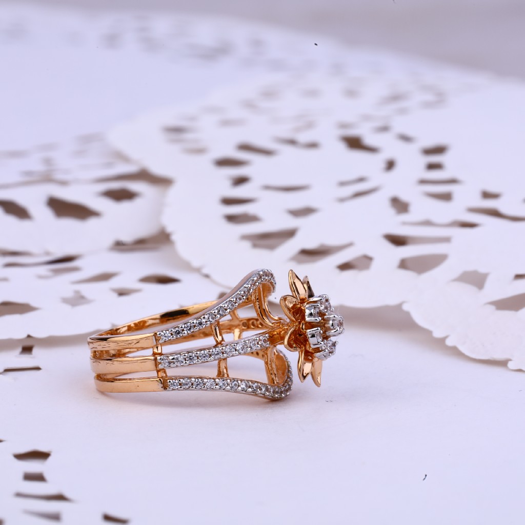 Ladies Rose Gold 18K Flower Design Ring-RLR340 - Image 3